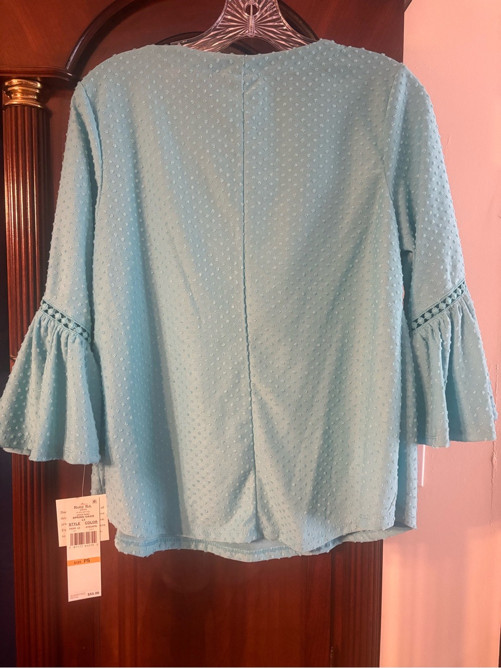 Ruby Rd. Aqua Textured Bell-Sleeve Tunic - Picture 2 of 3
